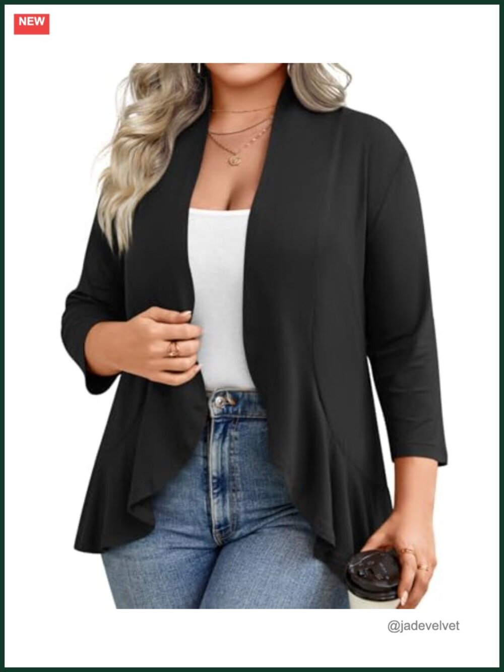 Plus Size Lightweight Open Front Cardigan Kimono Draped